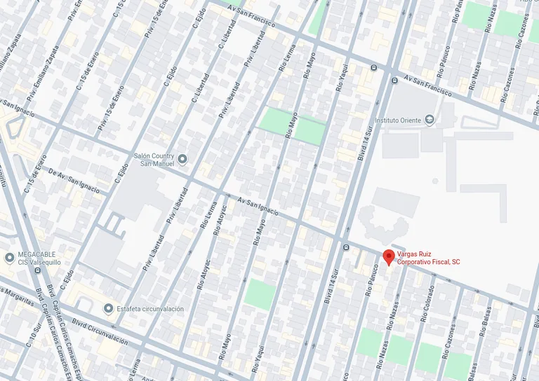 Mapa de ubicación de Vargas Ruiz Corporativo Fiscal en Puebla